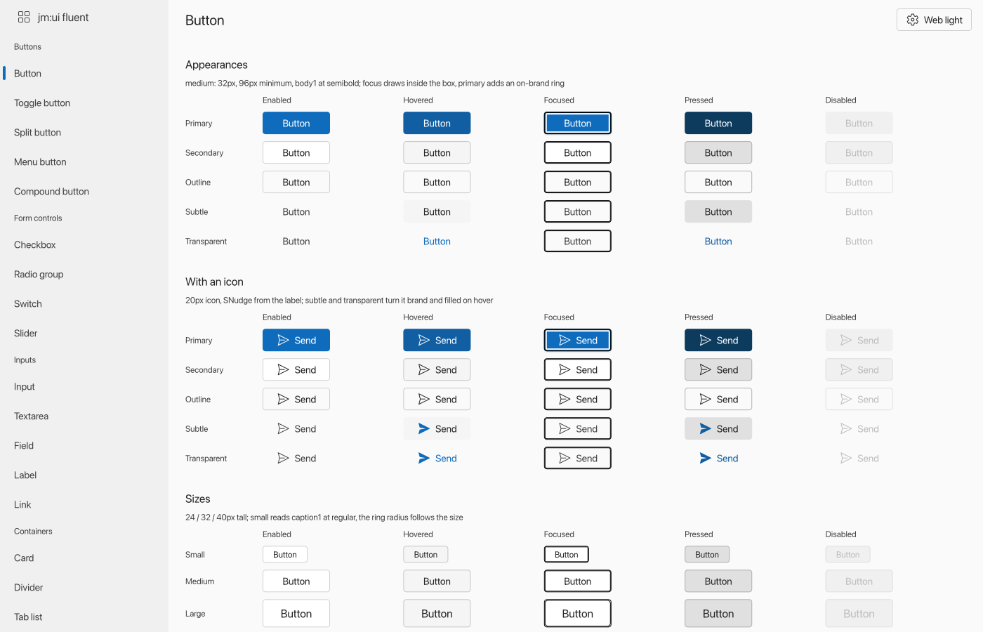 Fluent 2 buttons in every state